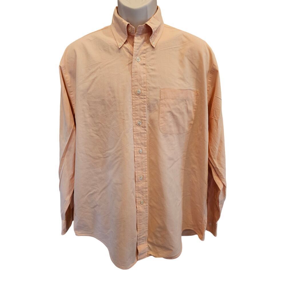 Brooks brothers medium all cotton orange sport shirt long sleeve casual light ^